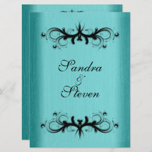 Teal Blue Wedding Invitation