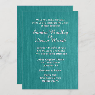 Teal Blue Wedding Invitation 5" x 7"