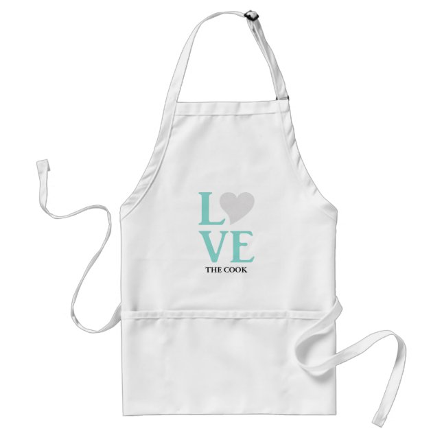Teal Blue Wedding Love The Cook Party Apron (Front)