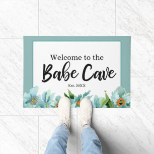 Teal Blue Welcome to the Babe Cave She Shed Doormat