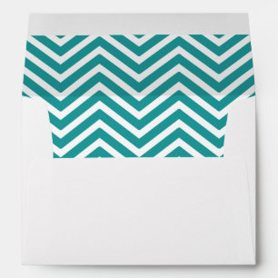 Teal Blue White Chevron Lined Envelopes