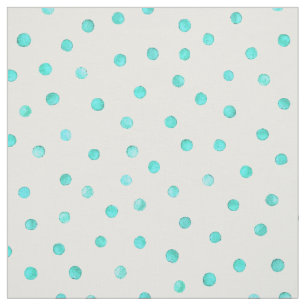 Teal Blue White Confetti Dots Pattern Fabric