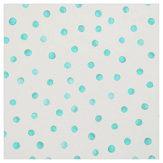 Teal Blue White Confetti Dots Pattern Fabric (Swatch)