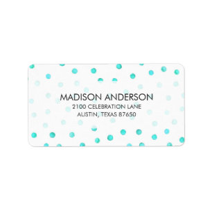 Teal Blue White Confetti Dots Pattern Label