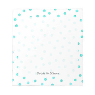 Teal Blue White Confetti Dots Pattern Notepad