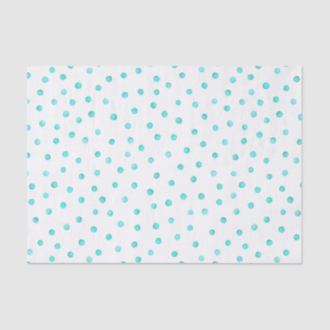 Teal Blue White Confetti Dots Pattern Tissue Paper (Front)