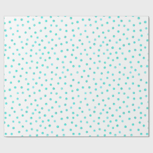 Teal Blue White Confetti Dots Pattern Wrapping Paper