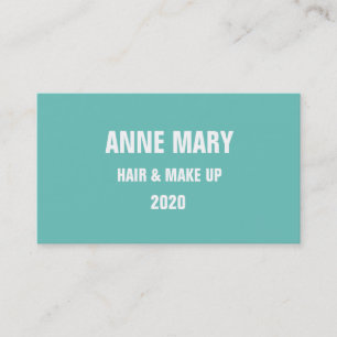 Teal Blue White Hair & Make Up Stylish Modern Cool Business Card