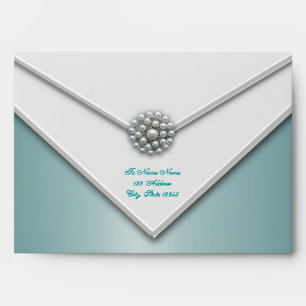 Teal Blue White Pearl Teal Blue Envelopes