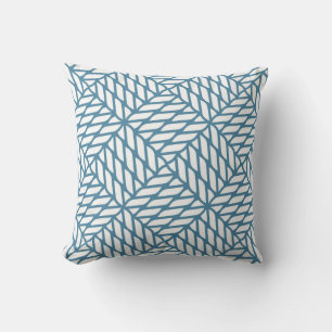 Teal Blue White Rope Knot Fishnet Coastal Cushion