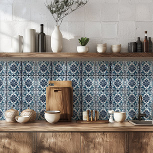 Teal Blue White Rustic Azulejo Mediterranean Ceramic Tile