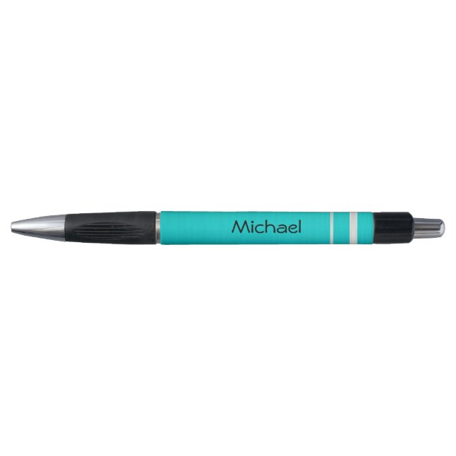 Teal Blue with Silver Stripes | Personalise (Front)