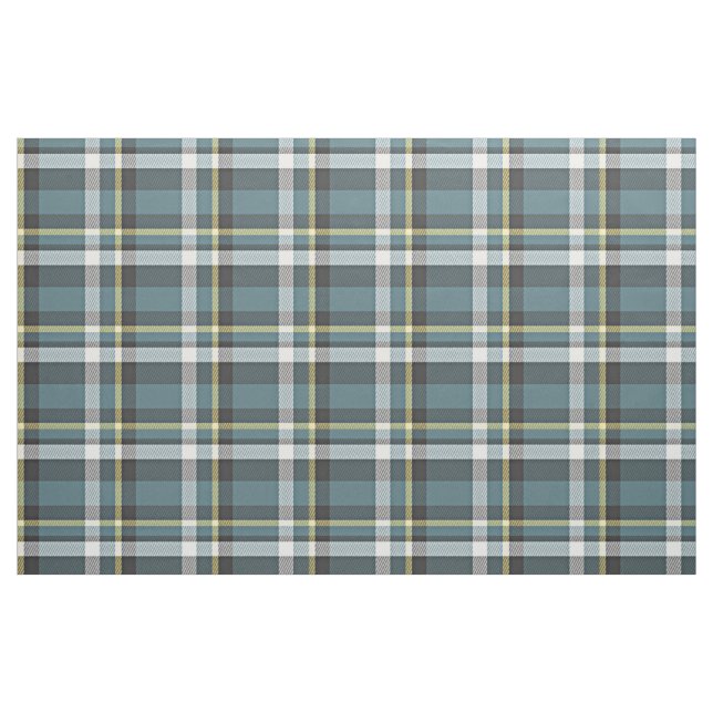 Teal Blue Yellow White Grey Tartan Square Pattern Fabric (Fat Quarter)