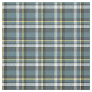 Teal Blue Yellow White Grey Tartan Square Pattern Fabric