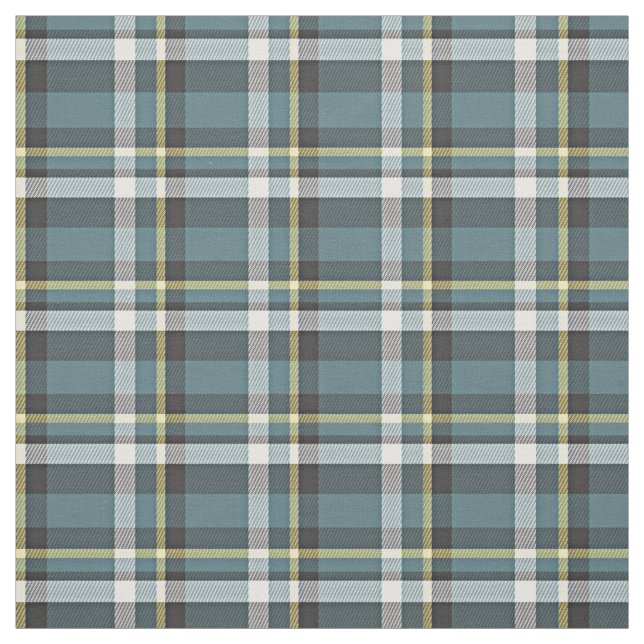 Teal Blue Yellow White Grey Tartan Square Pattern Fabric (Swatch)