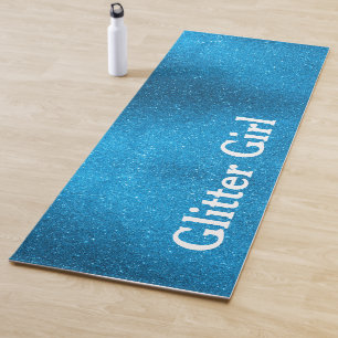 Teal Blue Yoga Glitter Girl Customise Sparkle Mat