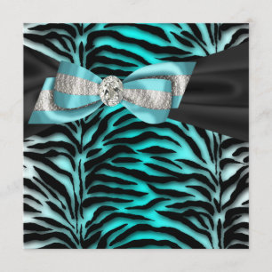 Teal Blue Zebra All Occasion Party Invitation