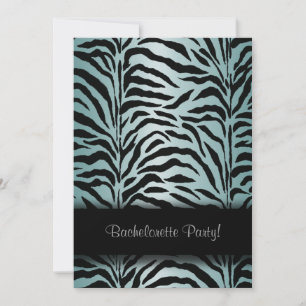 Teal Blue Zebra Bachelorette Party Invitation