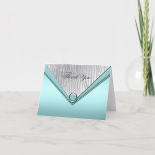 Teal Blue Zebra Thank You Cards