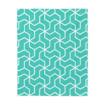 Teal Blue Zigzag Modern Art-Deco Geometric Pattern