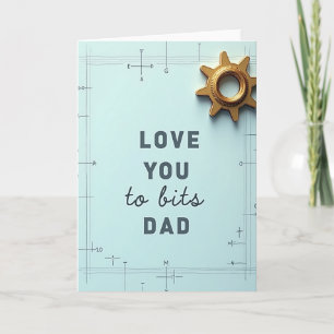 Teal Blueprint Fathers Day Card