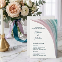 Teal & Blush Silk Wedding Invitation