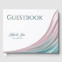 Teal & Blush Silk Wedding Personalised Guest Book