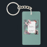 Teal & Blush Wedding Favor Keychain<br><div class="desc">A charming and elegant wedding favor keychain designed to match your teal satin and blush bow stationery suite. Featuring soft floral‑dessert accents and a romantic silhouette, this keepsake offers guests a beautiful reminder of your special day. Perfect for thank‑you gifts, welcome bags, bridal party favors, or reception table treats, this...</div>