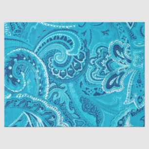 Teal Boho Chic Retro Hippy Paisley Bandanna Tissue Paper