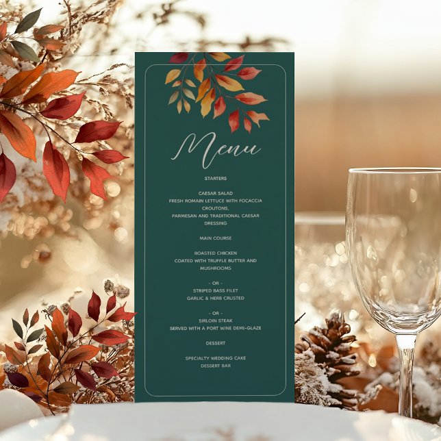 Teal Boho Fall Wedding Menu (Creator Uploaded)