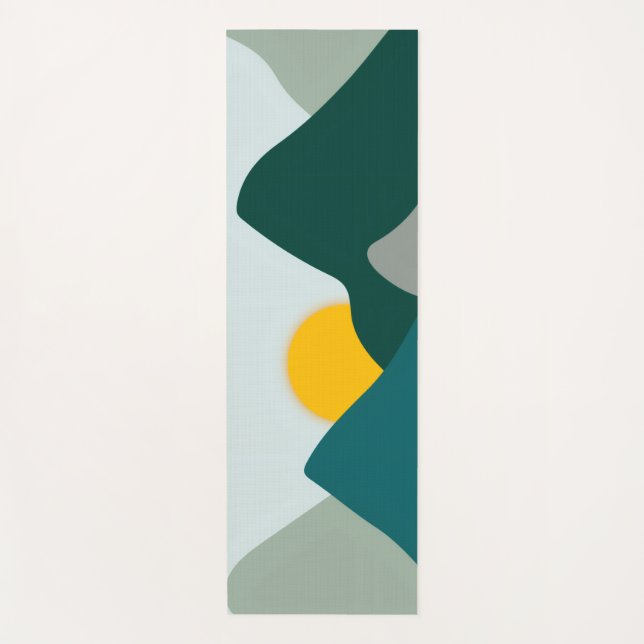 Teal Boho Mountain Yoga Mat (Front)