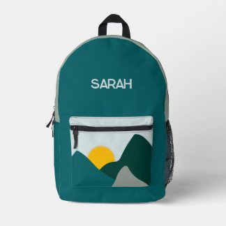 Teal Boho Moutain Range Printed Backpack
