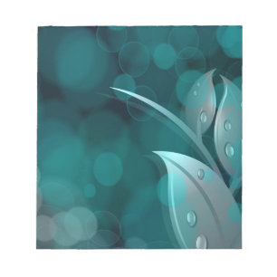 Teal Bokeh Leaves Notepad
