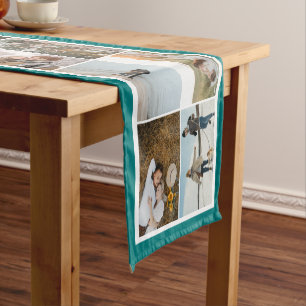 Teal Border 16 Photos Make Your Own Collage Short Table Runner