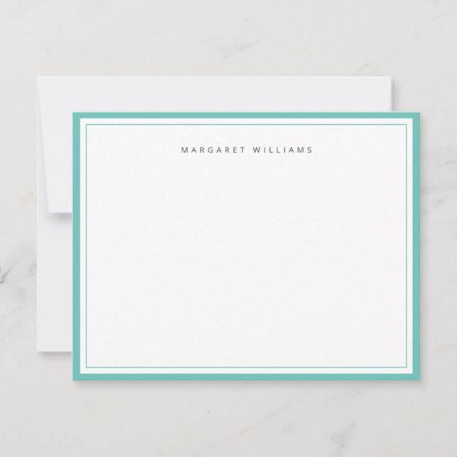 Teal Border Minimal Personalised Note Card (Front)