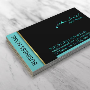 Teal Border Plastic Surgeon Business Card