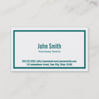 Teal Border Veterinary Dentist Business Card