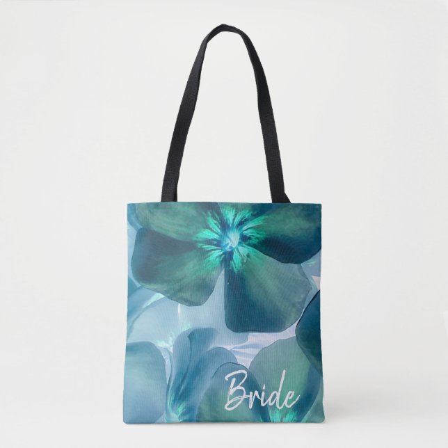 Teal Botanical Bride Tote Bag (Front)