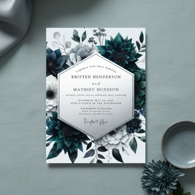 Teal Botanical Enchantment Wedding Invitation (Creator Uploaded)