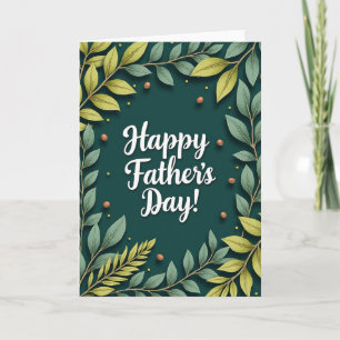 Teal Botanical Fathers Day Card