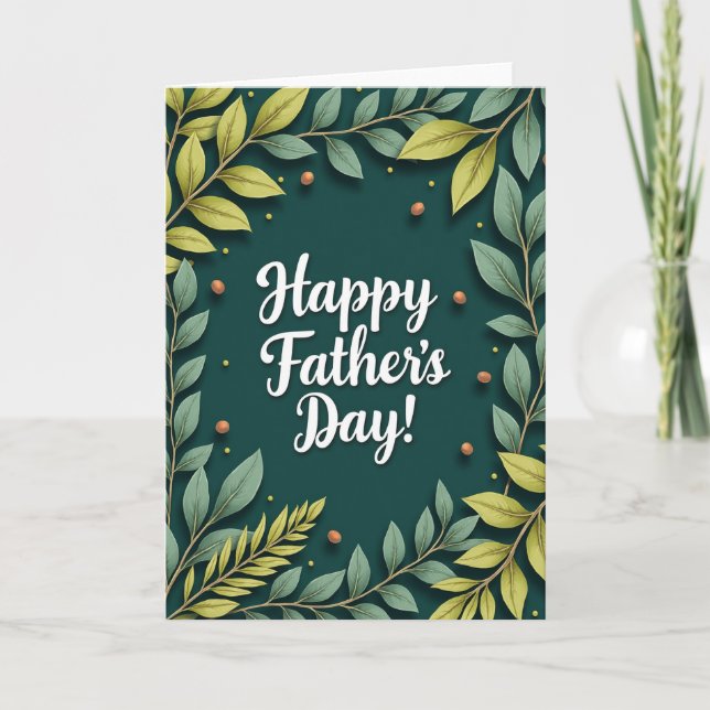 Teal Botanical Fathers Day Card (Front)
