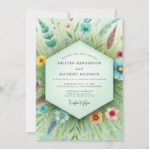 Teal Botanical Whimsy Wedding Invitation