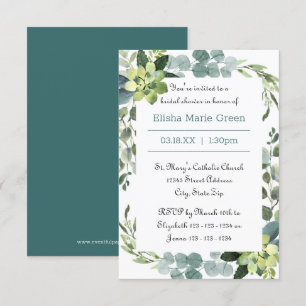 Teal Bouquet Frame - 3x5 Bridal Shower Invitation