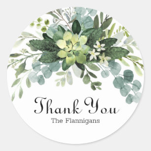 Teal Bouquet Thank You - Circle Sticker