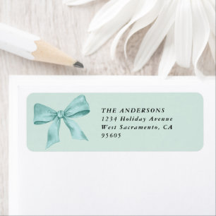 Teal Bow Christmas Return Address Label