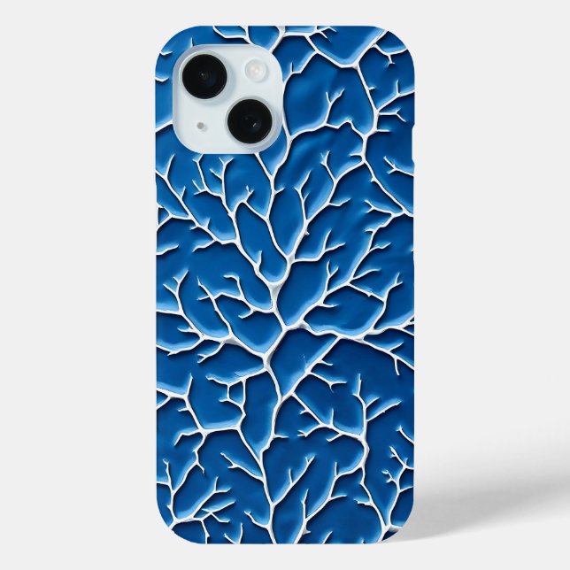 Teal Branch Texture iPhone Case Modern Design (Back)