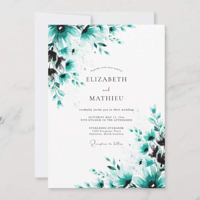 Teal Breathtaking Spring Wedding Invitation (Front)