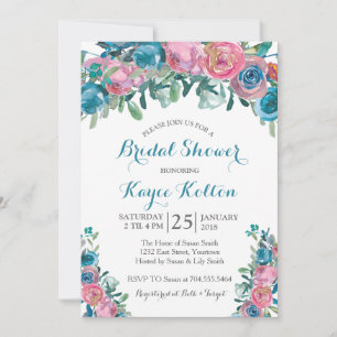 Teal bridal shower invitation