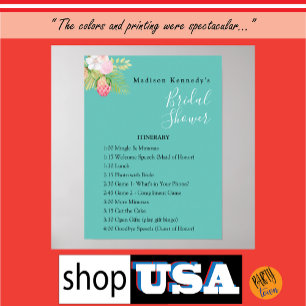 Teal Bridal Shower 🌸 Itinerary Plan Poster