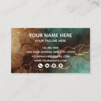 Teal Bronze Marble Luxury Business Card